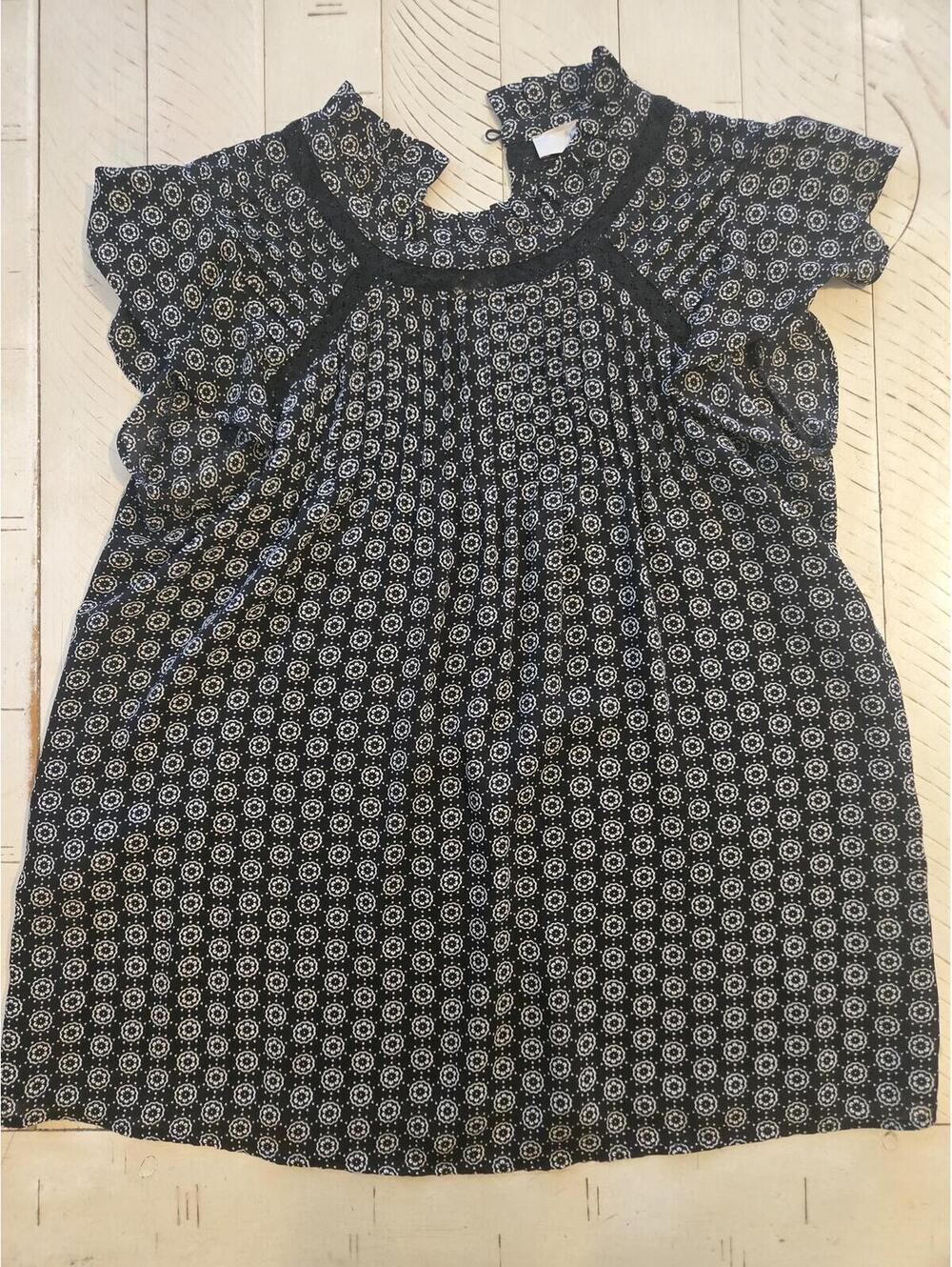 Loft Black & White Floral Print Blouse – Size XS